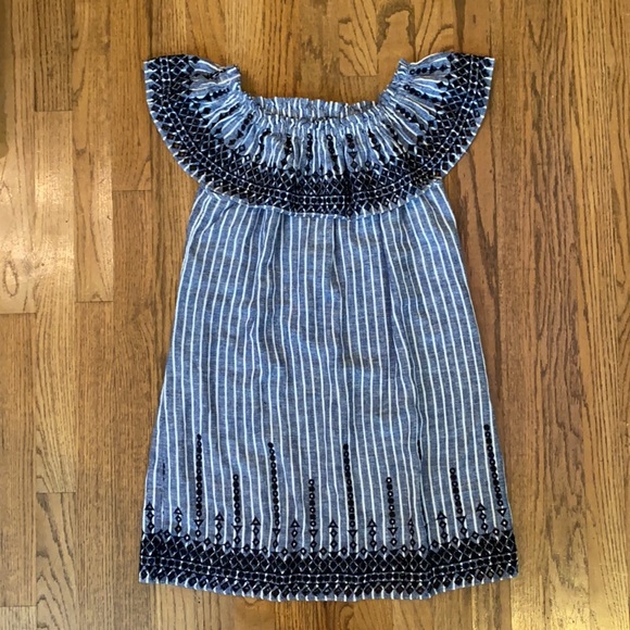 PARKER Jeanette Embroidered Linen Rayon Dress - M - Picture 3 of 8